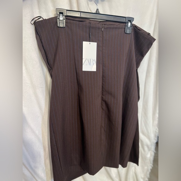 🤎💙ZARA Pinstripe Strapless Mini Dress🤎SZ XXL💙NWT - Picture 7 of 16